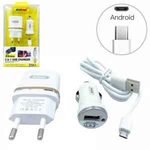 Charging Set 3 In 1 Data Transmit / Charging Micro USB Cable / Support USB Interface 100cm Q-DC60A White