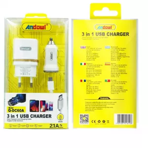 Charging Set 3 In 1 Data Transmit / Charging Micro USB Cable / Support USB Interface 100cm Q-DC60A White