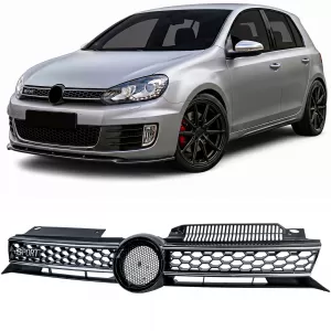 image-47-Sport grille black gloss with chrome trims for VW Golf 6 including GTI 08-13