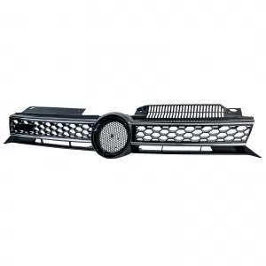 Sportgrill in Schwarz Hochglanz mit Chromleisten, geeignet für VW Golf 6, einschließlich GTI 08-13-image-6341979