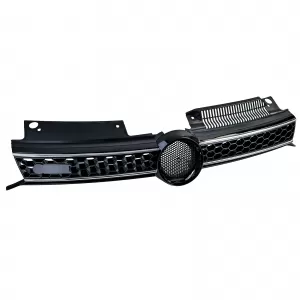 Sportgrill in Schwarz Hochglanz mit Chromleisten, geeignet für VW Golf 6, einschließlich GTI 08-13-image-6341982