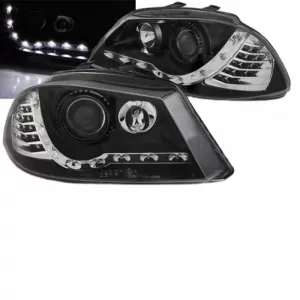 Scheinwerfersatz geeignet für Seat Ibiza 6L 02-08 DRL & Led Richtung Schwarz H1/H1 Junyan-image-6342193