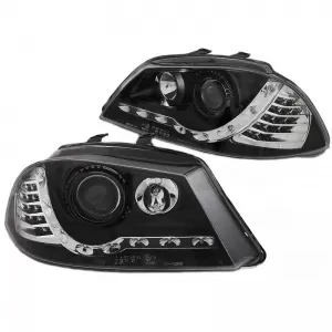 Scheinwerfersatz geeignet für Seat Ibiza 6L 02-08 DRL & Led Richtung Schwarz H1/H1 Junyan-image-6342196