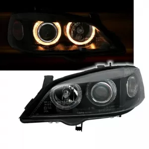Headlights Set Suitable for Opel Astra G 97-04 Angel Eyes Black H7/H7 Depo-image-6342214