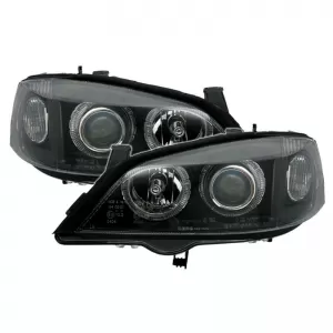 Headlights Set Suitable for Opel Astra G 97-04 Angel Eyes Black H7/H7 Depo-image-6342215