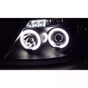 Headlights Set Suitable for Toyota Hilux 05-11 Angel Eyes & Led Black H1/H1 Manual Sonar-image-6342221