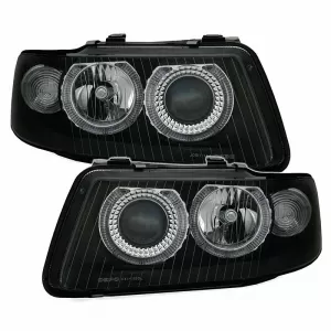 Headlights Set Suitable for Audi A3 8L 00-03 Angel Eyes Black H7/H7 Depo-image-6342227