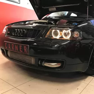 Headlights Set Suitable for Audi A3 8L 00-03 Angel Eyes Black H7/H7 Depo-image-6342231