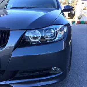 Headlights Set Suitable for BMW 3 E90 / E91 05-11 Angel Eyes LED Black H7/H7 Depo-image-6342239