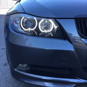 Headlights Set Suitable for BMW 3 E90 / E91 05-11 Angel Eyes LED Black H7/H7 Depo-image-6342242
