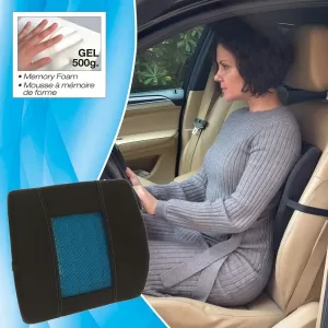 Back Support Anatomic / Orthopedic Cushion Memory Foam & Gel RK19019 36x33cm Black / Blue 1 pc-image-6342542