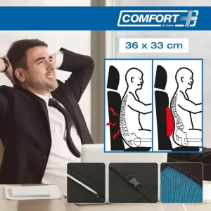 Back Support Anatomic / Orthopedic Cushion Memory Foam & Gel RK19019 36x33cm Black / Blue 1 pc-image-6342543