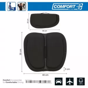 Seat Support Anatomic / Orthopedic Cushion Memory Foam Foldable RK19052 40x35x3cm Black 1 pc-image-6342561