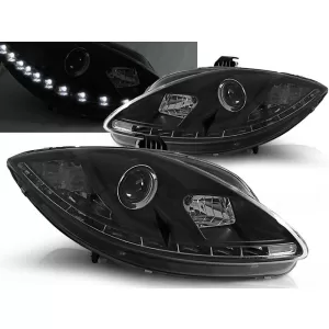 HEADLIGHTS TRUE DRL BLACK fits SEAT LEON ALTEA 09-12