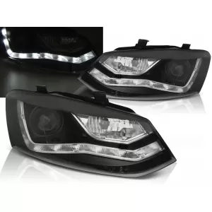 HEADLIGHTS DAYLIGHT BLACK fits VW POLO 6R 09-03.14