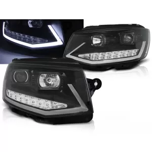 HEADLIGHTS TUBE LIGHT DRL BLACK CHROME fits VW T6 15-19