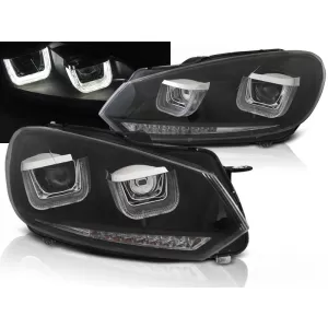 HEADLIGHTS U-LED LIGHT DRL BLACK SEQ fits VW GOLF 6 08-12