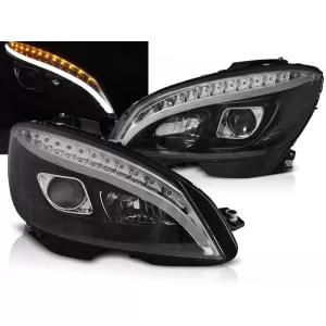 HEADLIGHTS TUBE LIGHT BLACK SEQ fits MERCEDES W204 07-10