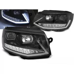 HEADLIGHTS TUBE LIGHT DRL BLACK CHROME SEQ fits VW T6 15-19