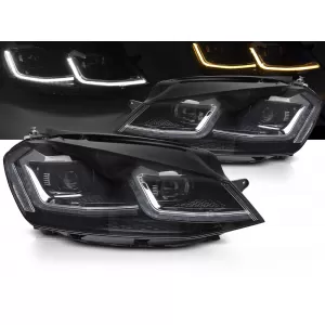 HEADLIGHTS SILVER LED SEQ DRL fits VW GOLF VII 13-17