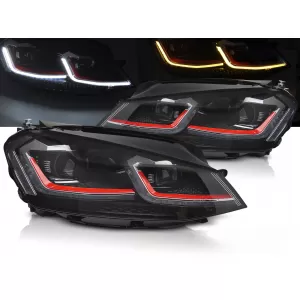 HEADLIGHTS RED LED SEQ DRL fits VW GOLF VII 13-17