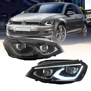 image-46-Set de faruri potrivit pentru VW Golf VII (7) 12-17 Mk8 Golf Look Dynamic Start DRL & Signal Negru Full LED Cu Motor VLand