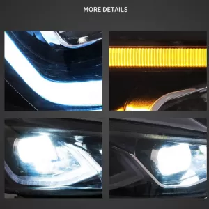 Headlights Set suitable for VW Golf VII (7) 12-17 Mk8 Golf Look Dynamic Start DRL & Signal Black Full LED With Motor VLand-image-6343622