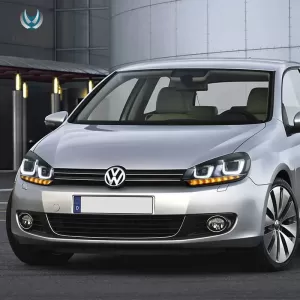 Headlights Set suitable for VW Golf VI (6) 08-12 DRL U-Type & Dynamic Signal & Devil Eye Black H7/H7 With Motor VLand-image-6343635