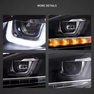 Headlights Set suitable for VW Golf VI (6) 08-12 DRL U-Type & Dynamic Signal & Devil Eye Black H7/H7 With Motor VLand-image-6343637