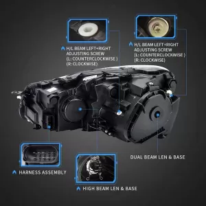Headlights Set suitable for VW Golf VI (6) 08-12 DRL U-Type & Dynamic Signal & Devil Eye Black H7/H7 With Motor VLand-image-6343641