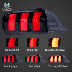 Tailights Set Suitable for Ford Mustang S650 2024-2026 Full Led Red With Orange Signal VLand-image-6343668