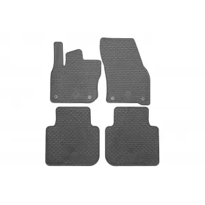Custom-fit rubber mats by Gumarny Zubri suitable for Skoda Kodiaq mHEV PHEV after 2024, VW Tayron mHEV, PHEV after 2025, 4 pieces, black