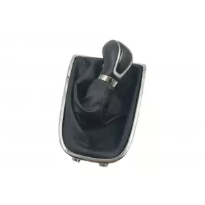 Gear shift knob with boot, 6-speed suitable for Opel Astra 2009-2015, black cap, chrome ring, black color