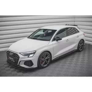 Maxton Design spoiler set suitable for side skirts, front, rear bumper and trunk of Audi A3 S-Line Sportback 8Y 2020-2024, Gloss Black-image-6346758