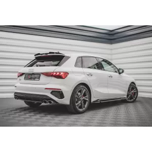 Maxton Design spoiler set suitable for side skirts, front, rear bumper and trunk of Audi A3 S-Line Sportback 8Y 2020-2024, Gloss Black-image-6346759