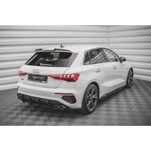 Maxton Design spoiler set suitable for side skirts, front, rear bumper and trunk of Audi A3 S-Line Sportback 8Y 2020-2024, Gloss Black-image-6346760