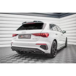 Maxton Design spoiler set suitable for side skirts, front, rear bumper and trunk of Audi A3 S-Line Sportback 8Y 2020-2024, Gloss Black-image-6346761