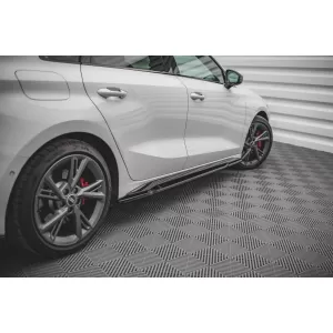 Maxton Design spoiler set suitable for side skirts, front, rear bumper and trunk of Audi A3 S-Line Sportback 8Y 2020-2024, Gloss Black-image-6346764