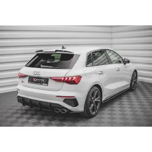 Maxton Design version 1 spoiler set suitable for side skirts, front, rear bumper and trunk of Audi A3 S-Line Sportback 8Y 2020-2024, Gloss Black-image-6346781