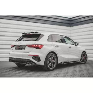 Maxton Design version 1 spoiler set suitable for side skirts, front, rear bumper and trunk of Audi A3 S-Line Sportback 8Y 2020-2024, Gloss Black-image-6346782