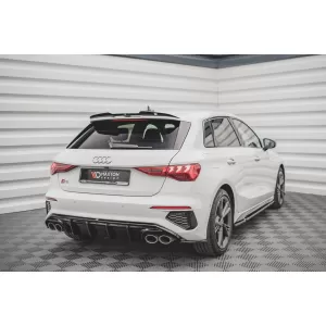 Maxton Design version 1 spoiler set suitable for side skirts, front, rear bumper and trunk of Audi A3 S-Line Sportback 8Y 2020-2024, Gloss Black-image-6346783