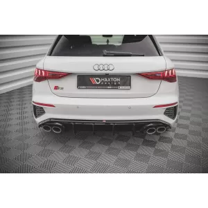 Maxton Design version 1 spoiler set suitable for side skirts, front, rear bumper and trunk of Audi A3 S-Line Sportback 8Y 2020-2024, Gloss Black-image-6346788