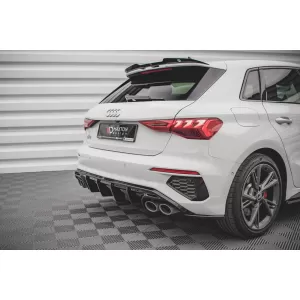 Maxton Design version 1 spoiler set suitable for side skirts, front, rear bumper and trunk of Audi A3 S-Line Sportback 8Y 2020-2024, Gloss Black-image-6346789