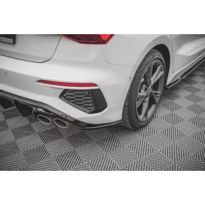 Maxton Design version 1 spoiler set suitable for side skirts, front, rear bumper and trunk of Audi A3 S-Line Sportback 8Y 2020-2024, Gloss Black-image-6346792