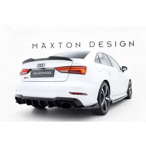 Maxton Design spoiler set suitable for side skirts, front, rear bumper and trunk of Audi RS3 Sedan 8V 2016-2020, Gloss Black-image-6347113