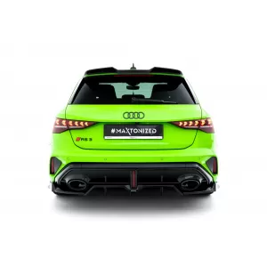 Maxton Design version 1 spoiler set suitable for side skirts, front, rear bumper and trunk of Audi RS3 Sportback 8Y after 2024, Gloss Black-image-6347136