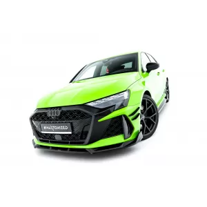 Maxton Design version 2 spoiler set suitable for side skirts, front, rear bumper and trunk of Audi RS3 Sportback 8Y after 2024, Gloss Black-image-6347152
