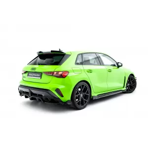 Maxton Design version 2 spoiler set suitable for side skirts, front, rear bumper and trunk of Audi RS3 Sportback 8Y after 2024, Gloss Black-image-6347155