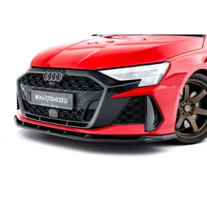Maxton Design version 1 spoiler set suitable for side skirts, front, rear bumper and trunk of Audi RS3 Sedan 8Y after 2024, Gloss Black-image-6347184