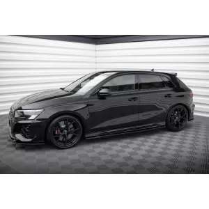 Maxton Design spoiler set suitable for side skirts, front, rear bumper and trunk of Audi RS3 Sportback 8Y 2020-2024, Gloss Black-image-6347220